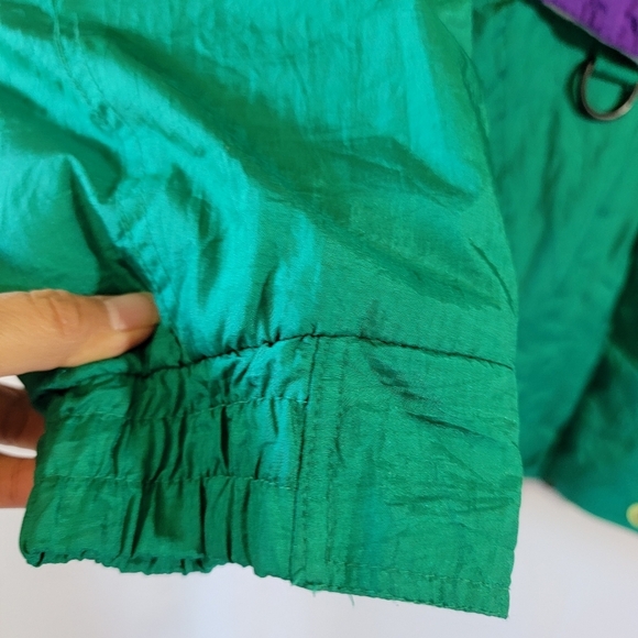 VTG FUDA Unisex Green Purple Color Block Bomber Jacket Sz M Outdoor Ski Full-Zip - Picture 7 of 12